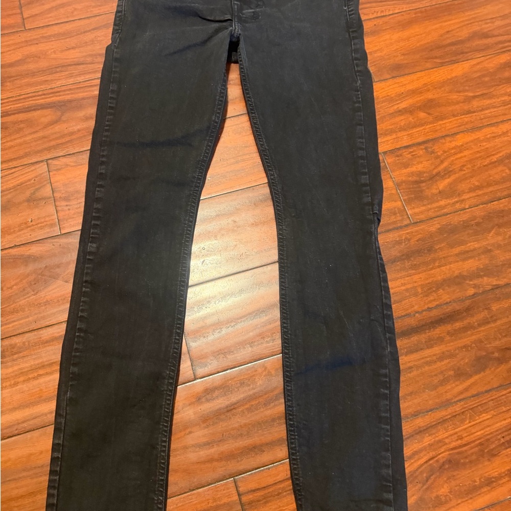 Ksubi Black Slim Straight Jeans with Red Cross-Stitch and White Pocket Graphic - Picture 4 of 12
